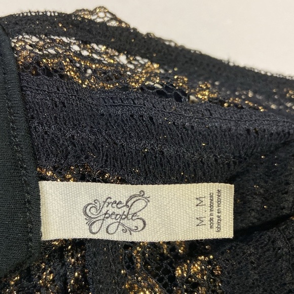Free People Call A Cab Mini Dress Black & Gold Size Medium - Picture 8 of 8